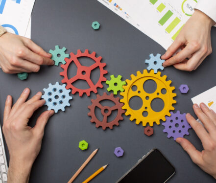 still-life-business-roles-with-various-mechanism-pieces